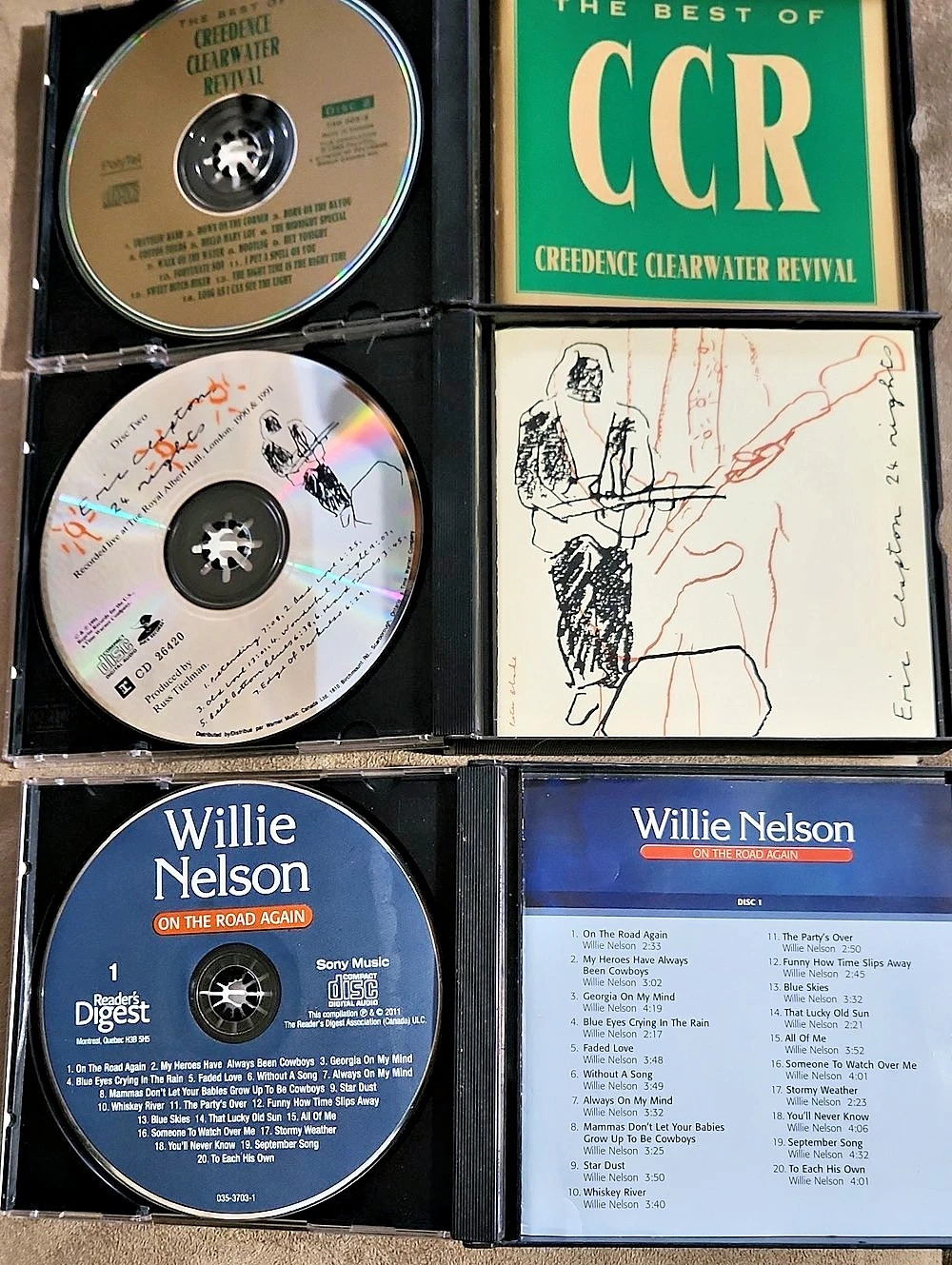 Sony Music The Best of CCR /Eric Clapton 24 Nights / Willie Nelson On the Road .
